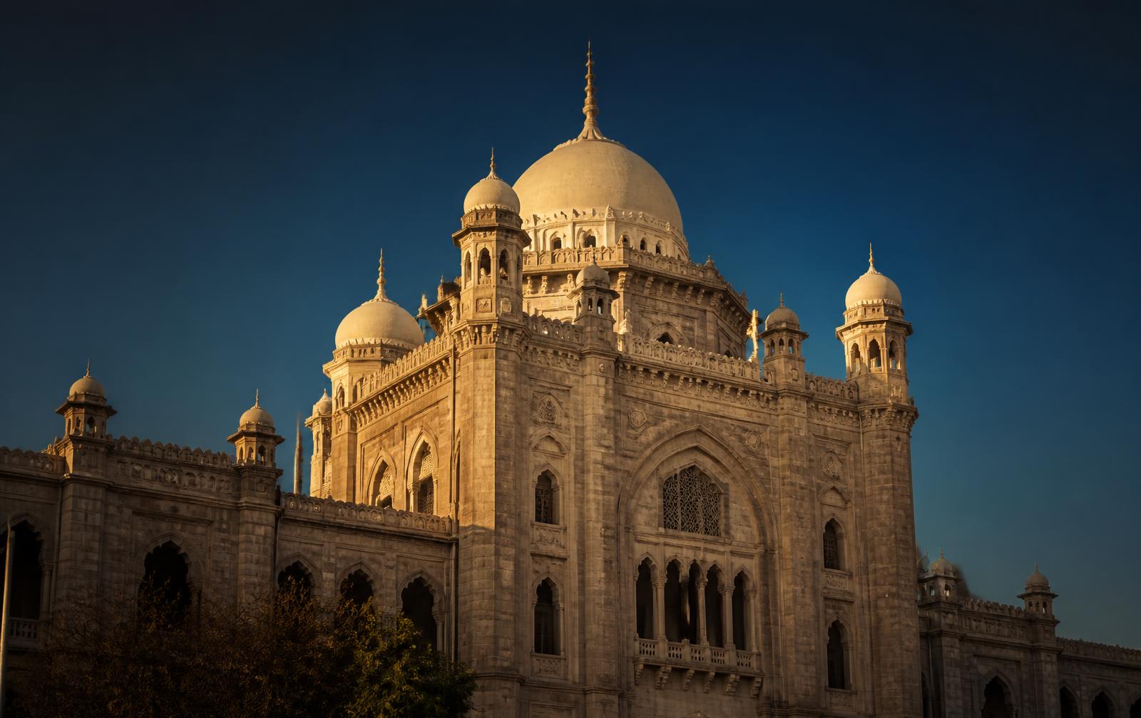 Historic court building architecture in Hyderabad, Telangana, at golden hour